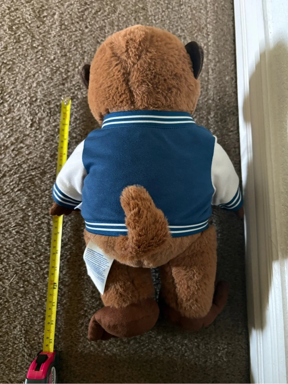Build-A-Bear Brown Otter in Navy and White Varsity Jacket